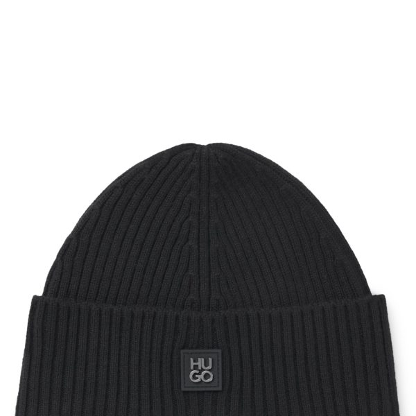 Bonnet en laine vierge avec logo revisité – Hugo Boss