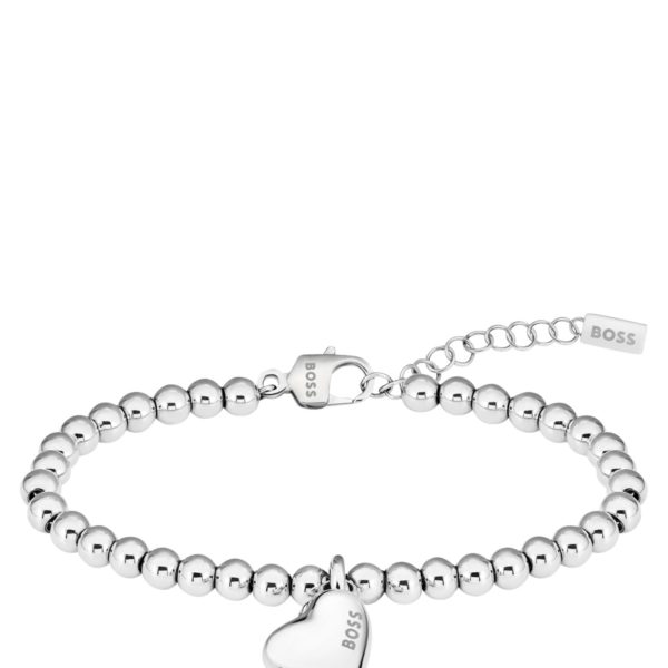 Bracelet à perles argentées et breloque cœur – Hugo Boss