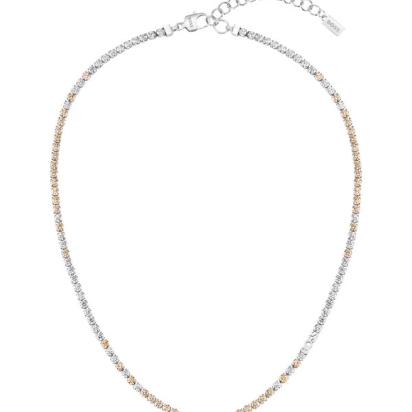 Collier ajustable avec strass transparents et couleur champagne – Hugo Boss