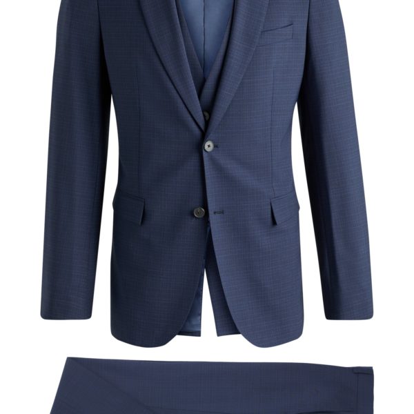 Costume trois pièces Slim en tissu stretch à carreaux – Hugo Boss