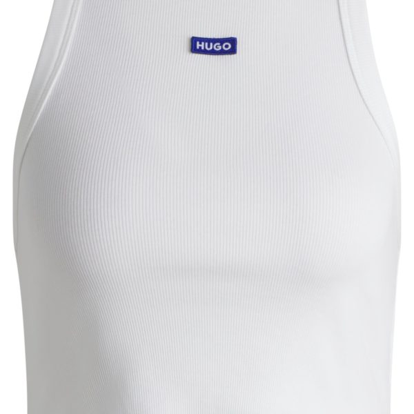 Débardeur en coton stretch côtelé avec badge logoté – Hugo Boss