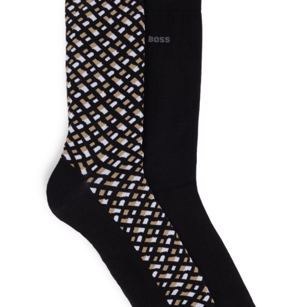 Lot de deux paires de chaussettes mi-mollet en coton mélangé – Hugo Boss