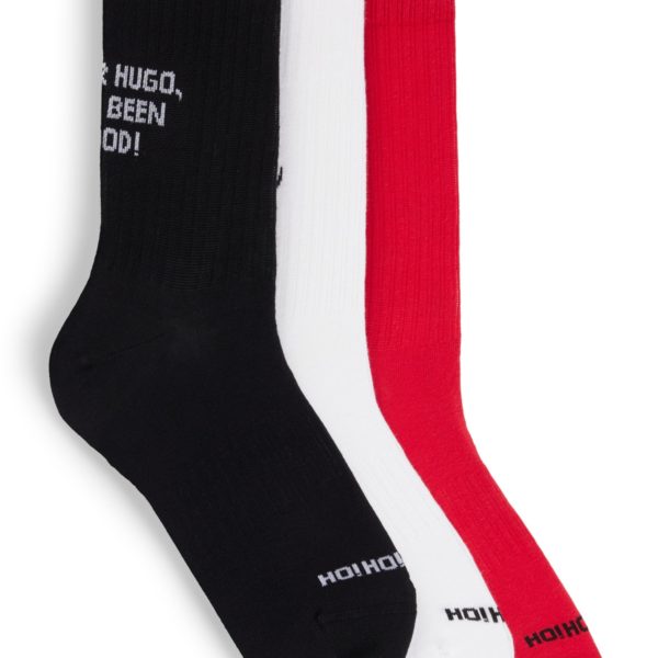 Lot de trois paires de chaussettes courtes en coton mélangé – Hugo Boss