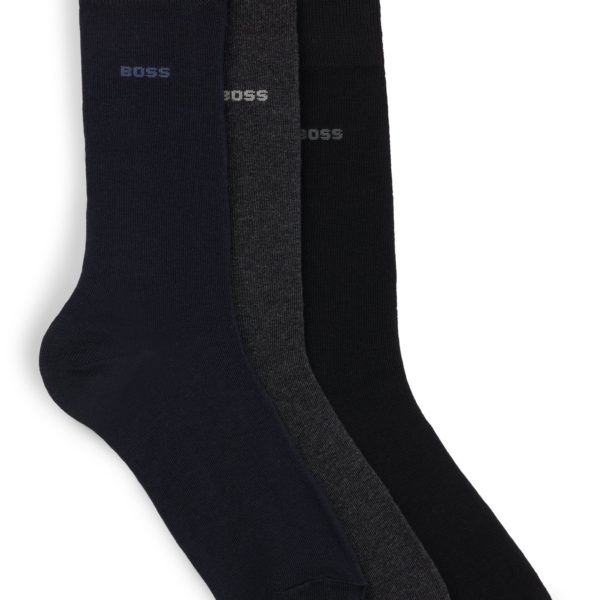 Lot de trois paires de chaussettes mi-mollet en maille stretch – Hugo Boss