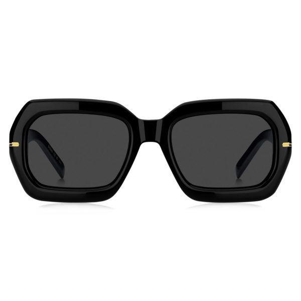 Lunettes de soleil en acétate noir avec charnières dorées – Hugo Boss