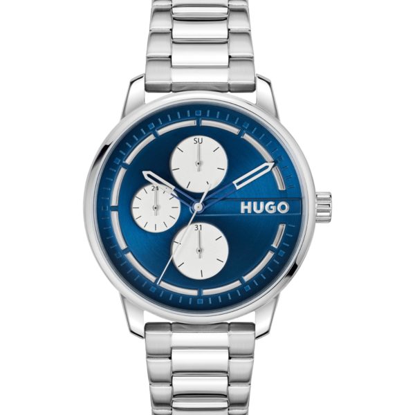 Montre argentée à cadran bleu – Hugo Boss