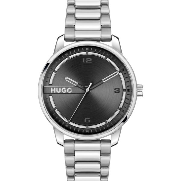 Montre argentée à cadran noir – Hugo Boss