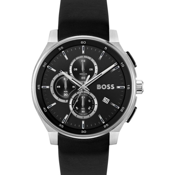 Montre chronographe avec cadran mat superposé et bracelet en cuir – Hugo Boss