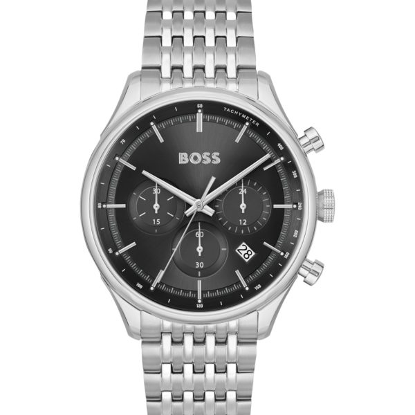 Montre chronographe avec cadran noir et bracelet à maillons – Hugo Boss