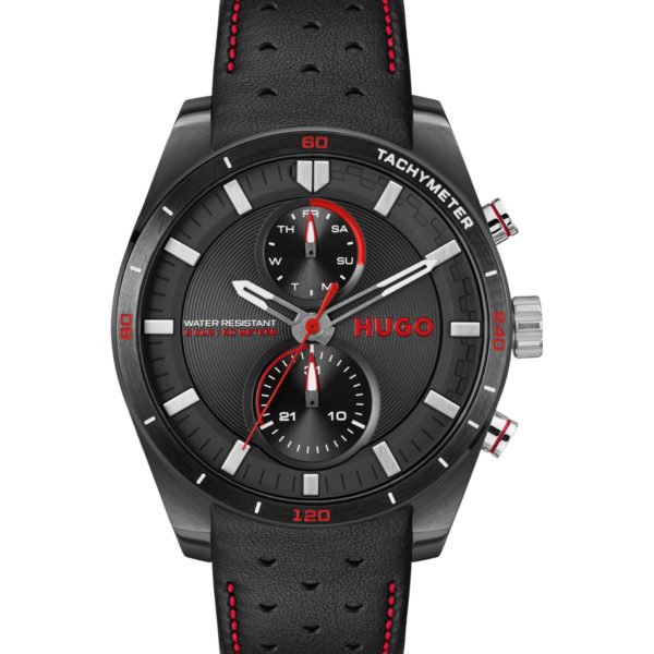 Montre d’inspiration sport automobile avec bracelet en cuir perforé – Hugo Boss