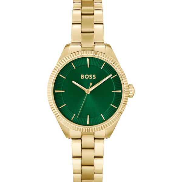 Montre dorée à cadran vert – Hugo Boss