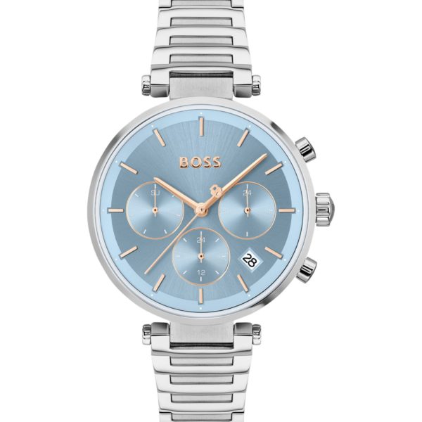 Montre en acier inoxydable avec boîtier en T et cadran brossé bleu layette – Hugo Boss
