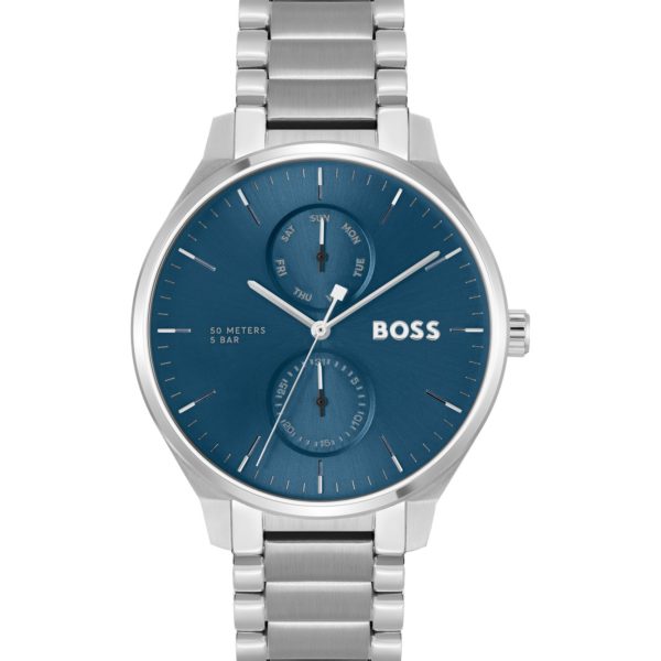 Montre en acier inoxydable avec cadran bleu et bracelet à maillons – Hugo Boss