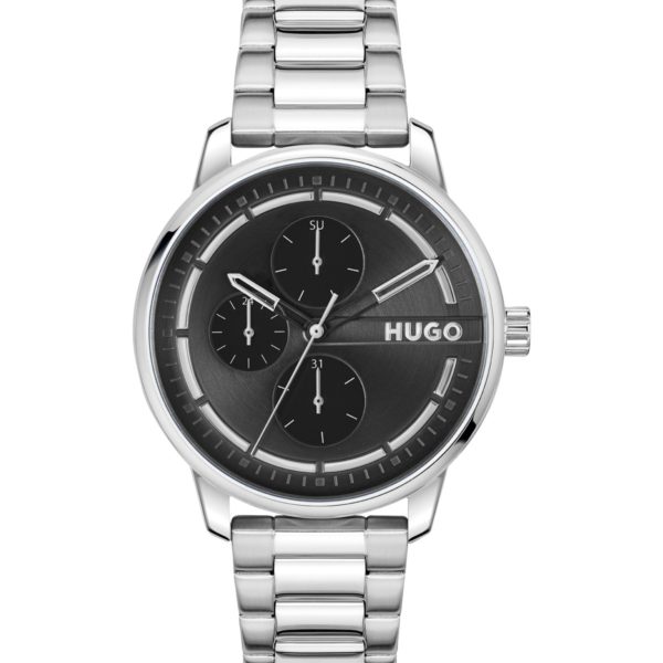 Montre en acier inoxydable avec cadran noir et bracelet à maillons – Hugo Boss