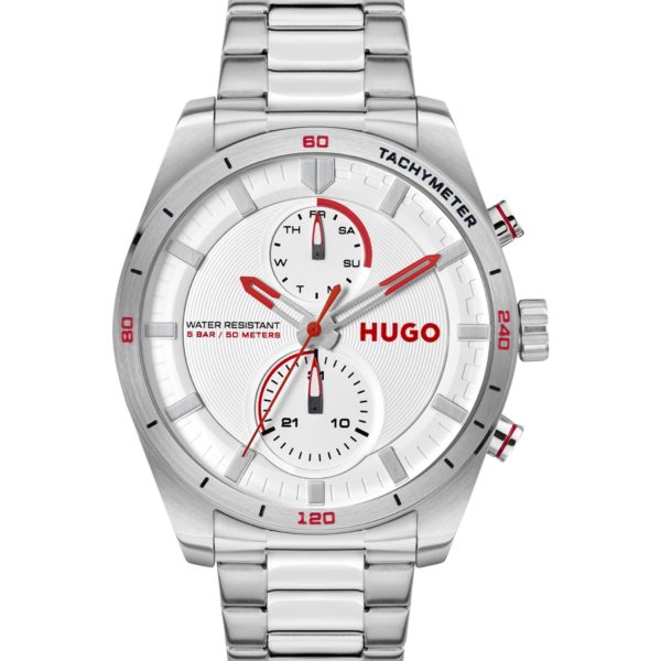 Montre en acier inoxydable avec détails inspirés des courses automobiles – Hugo Boss