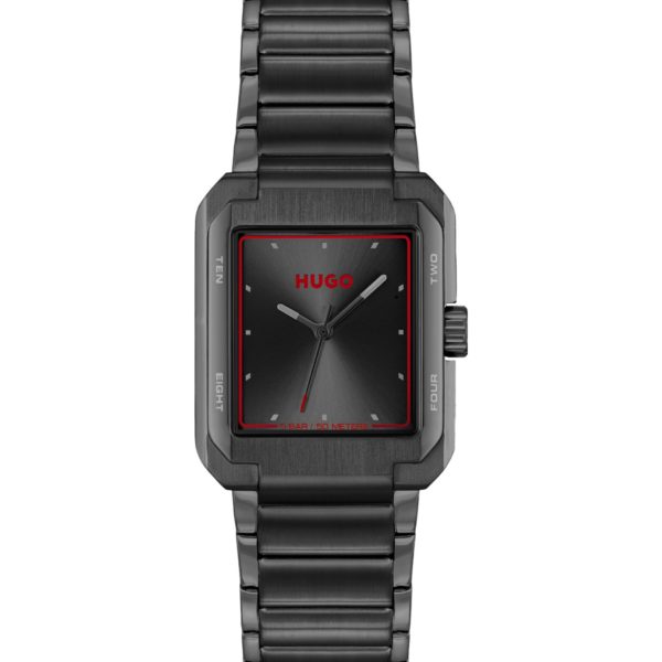 Montre en acier noir avec détails rouges – Hugo Boss