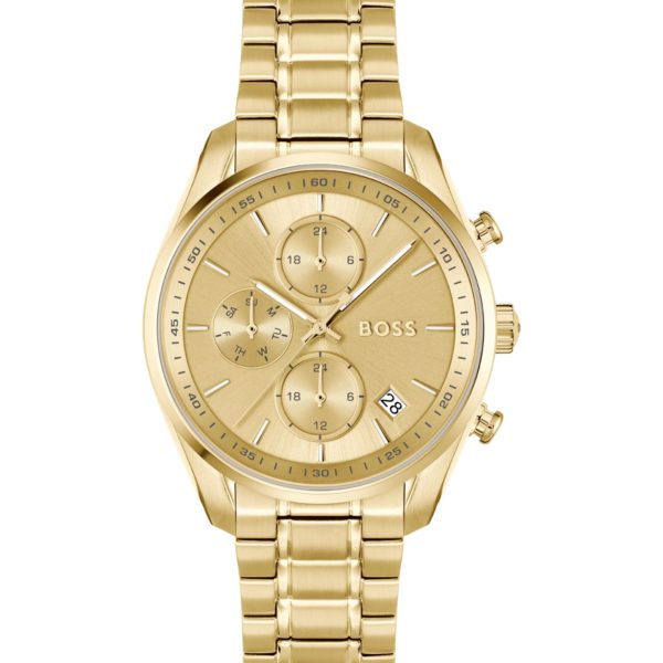 Montre multifonction dorée à boîtier incurvé – Hugo Boss