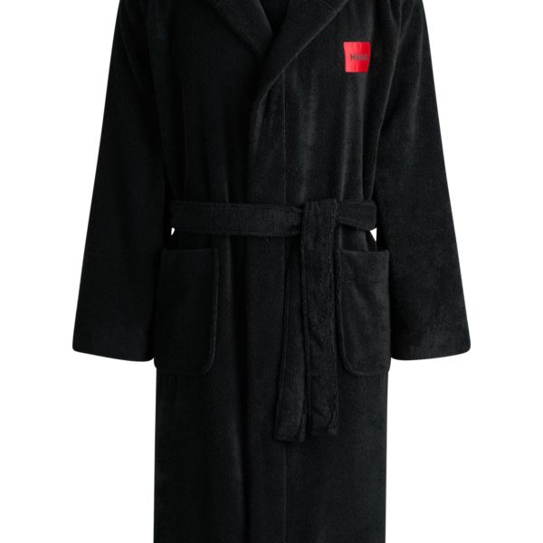 Peignoir en molleton de coton avec étiquette logotée rouge – Hugo Boss