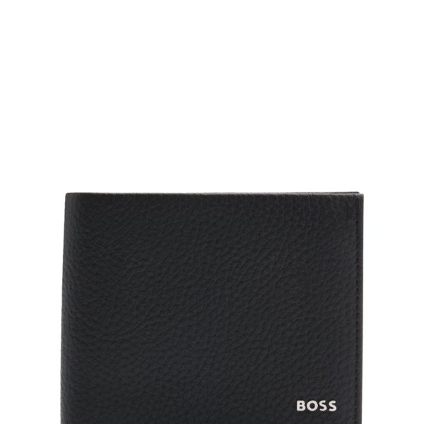 Portefeuille en cuir grainé à trois volets avec logo – Hugo Boss