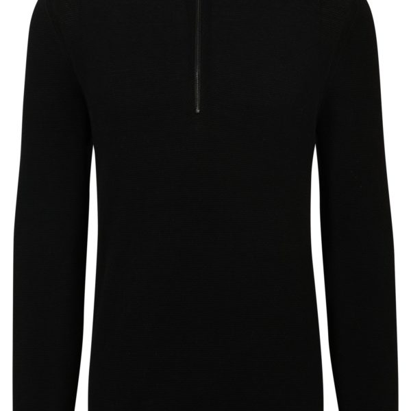 Pull en maille de coton structuré avec fermeture éclair courte – Hugo Boss