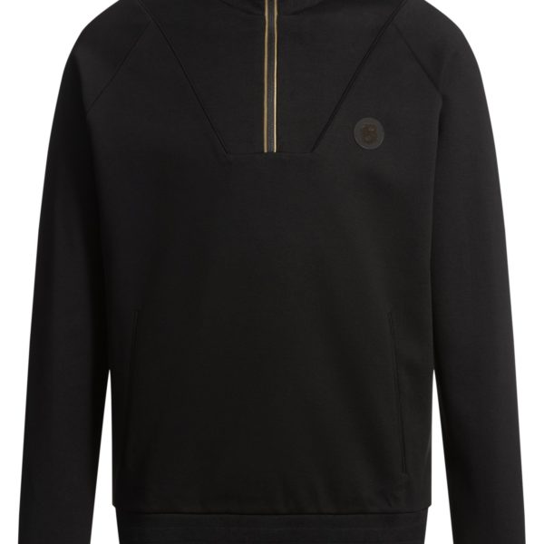 Sweat en coton mélangé à encolure zippée et monogramme Double B – Hugo Boss