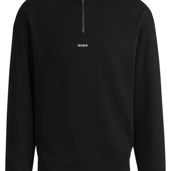 Sweat en molleton de coton avec encolure zippée et logo imprimé – Hugo Boss