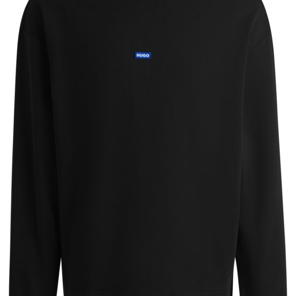 Sweat en molleton de coton avec étiquette logotée bleue – Hugo Boss