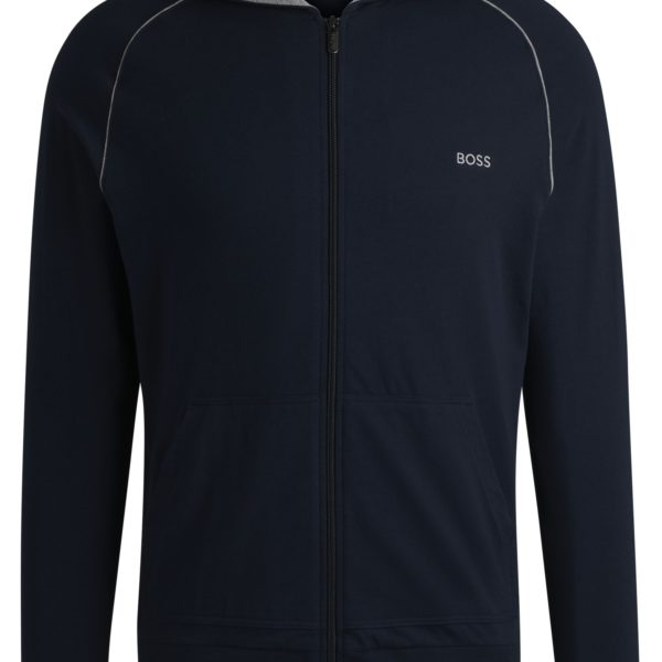 Sweat zippé à capuche en coton stretch avec logo brodé – Hugo Boss