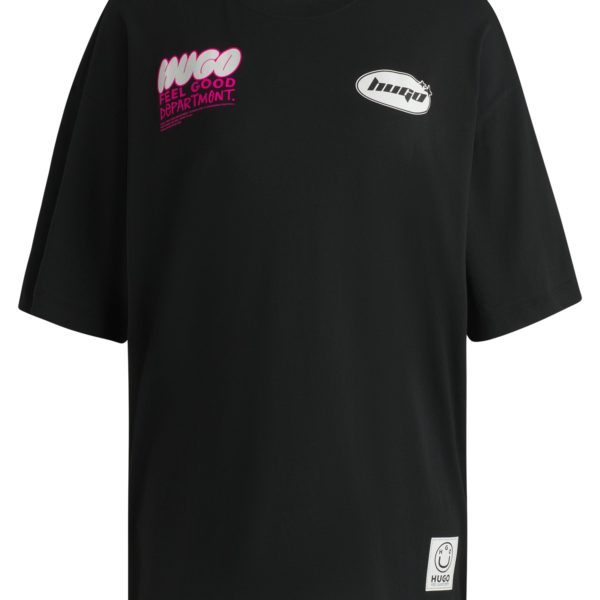 T-shirt Oversize en jersey de coton avec motifs graphiques de la saison – Hugo Boss