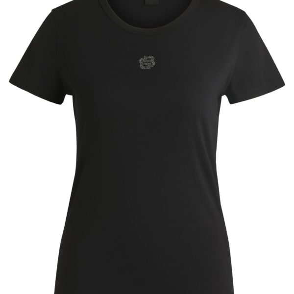 T-shirt en coton avec monogramme Double B en strass – Hugo Boss