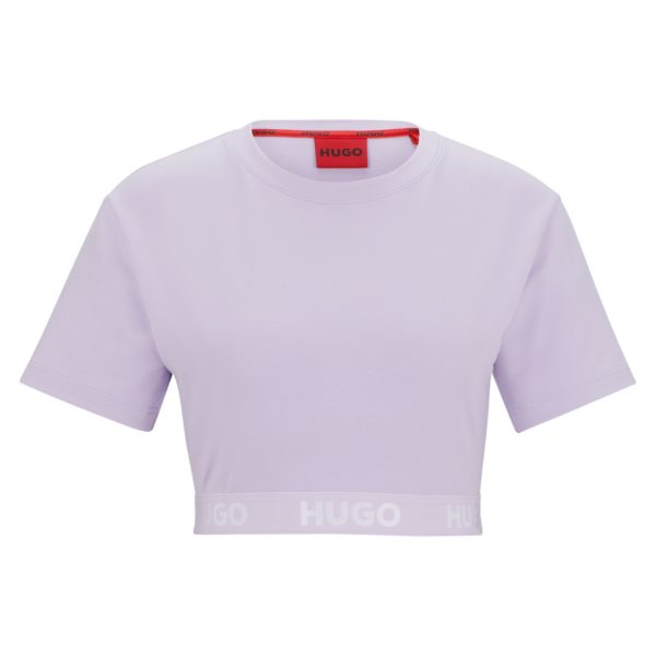 T-shirt en coton mélangé à col rond et taille logotée – Hugo Boss