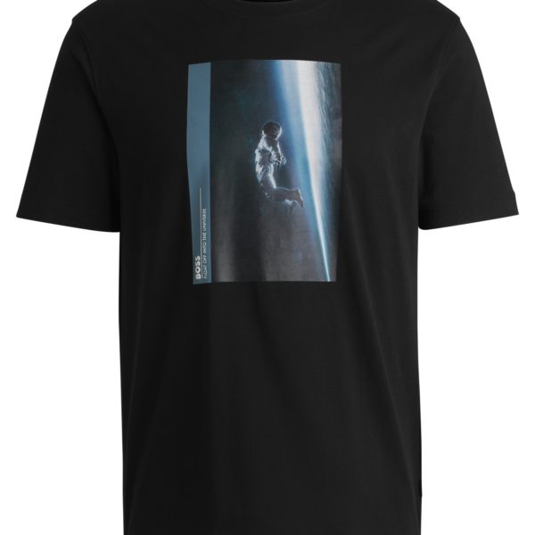 T-shirt en jersey de coton avec motif artistique de la saison – Hugo Boss