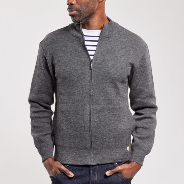 ARMOR-LUX Cardigan "Plouescat" - laine Homme Gris chiné 3XL