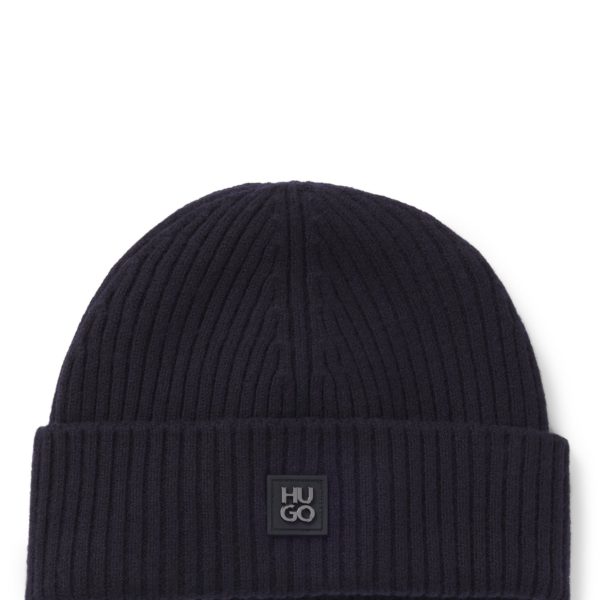 Bonnet en laine vierge avec logo revisité – Hugo Boss
