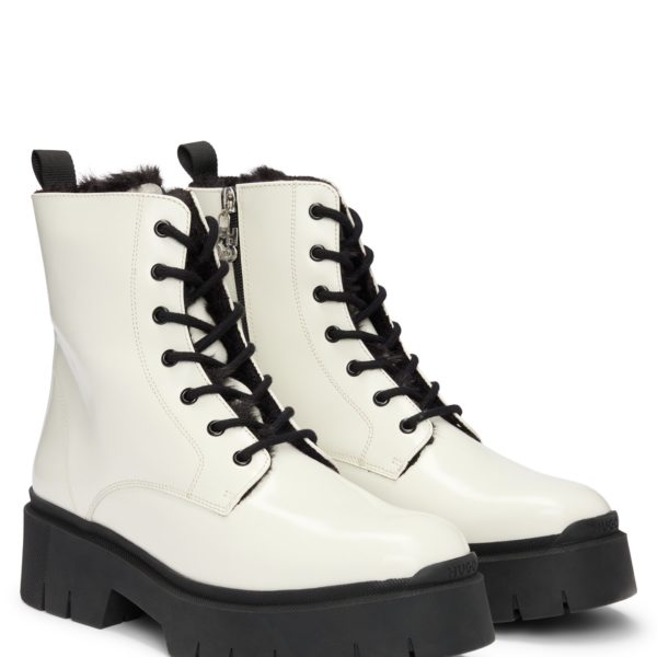 Bottines en similicuir avec tirette de fermeture éclair à logo – Hugo Boss