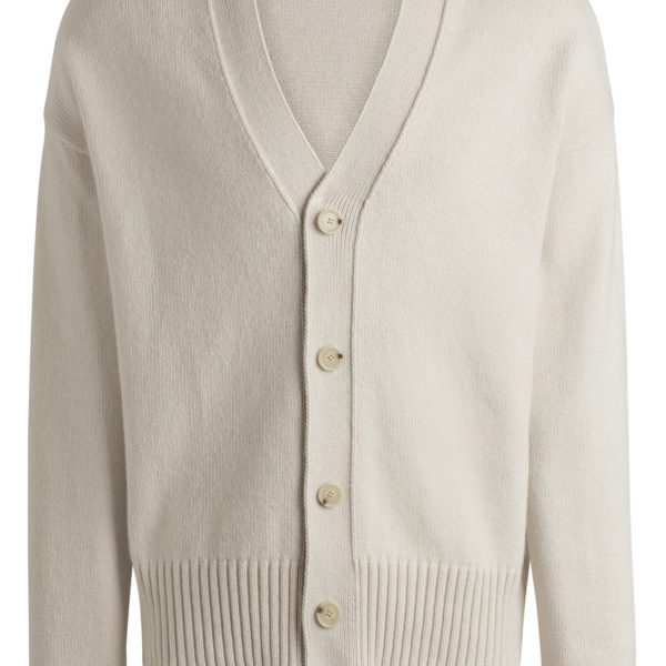 Cardigan Relaxed boutonné sur le devant avec poignets à bord-côtes – Hugo Boss