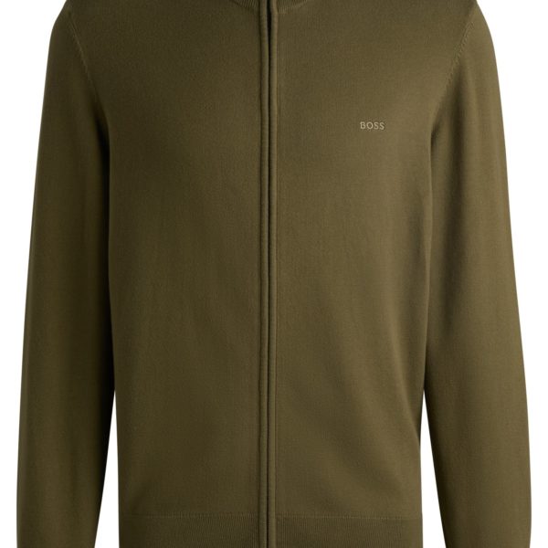 Cardigan zippé en maille de coton avec logo brodé – Hugo Boss