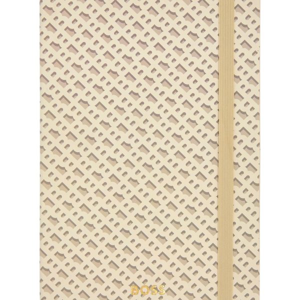 Carnet A5 crème à motif monogramme – Hugo Boss