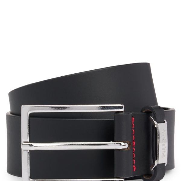 Ceinture en cuir de buffle avec passant logoté et garniture en métal lisse – Hugo Boss