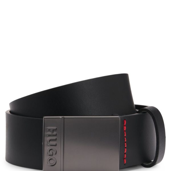 Ceinture en cuir italien avec boucle plate à logo gravé – Hugo Boss