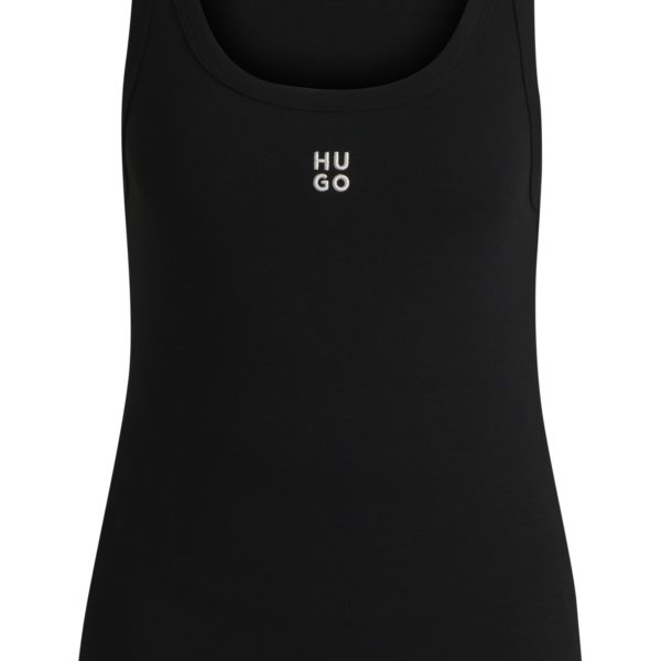Débardeur côtelé en coton mélangé à logo brodé revisité – Hugo Boss