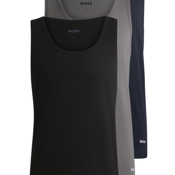 Lot de trois débardeurs en coton à logos – Hugo Boss