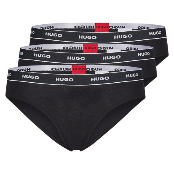 Lot de trois slips en coton stretch avec taille logotée – Hugo Boss