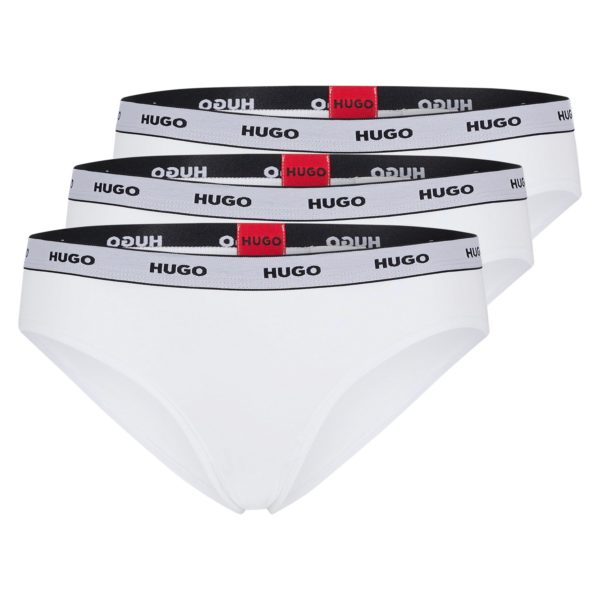 Lot de trois slips en coton stretch avec taille logotée – Hugo Boss