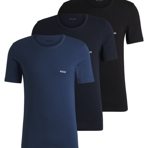 Lot de trois t-shirts en coton avec logo brodé – Hugo Boss