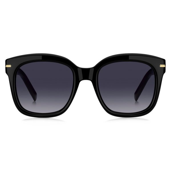 Lunettes de soleil en acétate noir avec charnières dorées – Hugo Boss