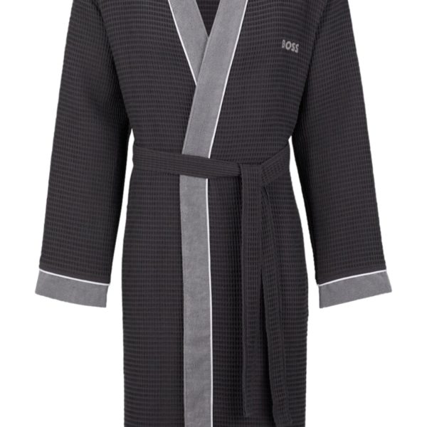 Peignoir en coton nid-d’abeilles à détails contrastants en molleton – Hugo Boss