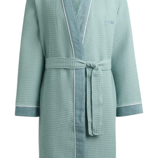 Peignoir en coton nid-d’abeilles à détails contrastants en molleton – Hugo Boss