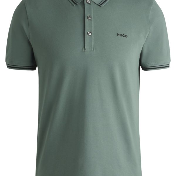 Polo ajusté en coton stretch avec logo imprimé – Hugo Boss