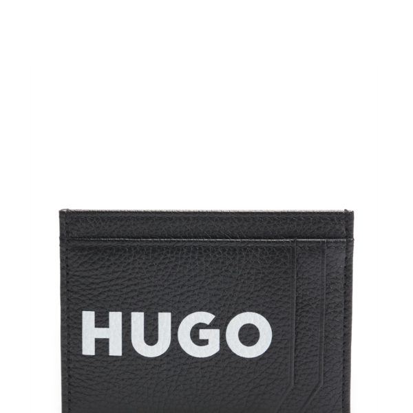Porte-cartes en cuir grainé à logo contrastant – Hugo Boss
